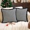 Black and White Christmas Decor Plaid Pillow Covers 18x18 Set of 2 with Tassels, Black Buffalo Plaid Christmas Pillows, Black Christmas Checkered Outdoor Winter Holiday Pillow Covers